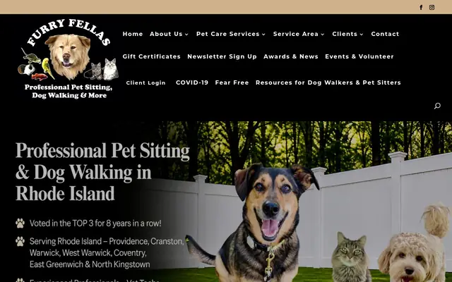 Homepage of Furry Fellas Dog Walking & Pet Sitting – cat sitter in Exeter, RI