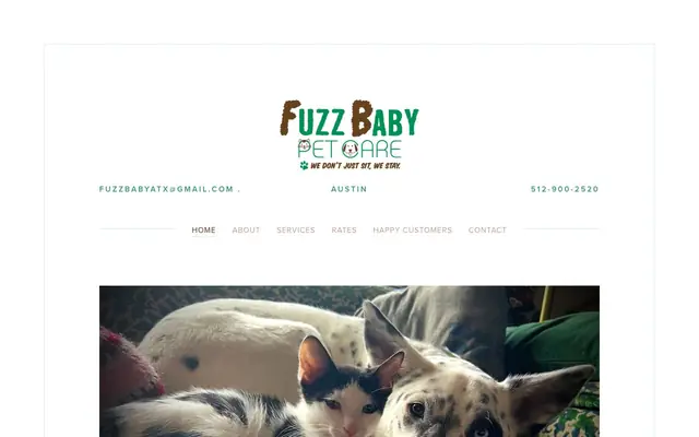 Homepage of Fuzz Baby Pet Care – cat sitter in Austin, TX