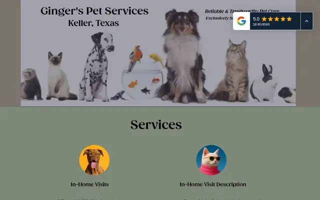 Homepage of Ginger's Pet Services – cat sitter in Fort Worth, TX