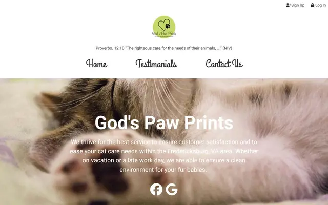 Homepage of God's Paw Prints – cat sitter in Fredericksburg, VA