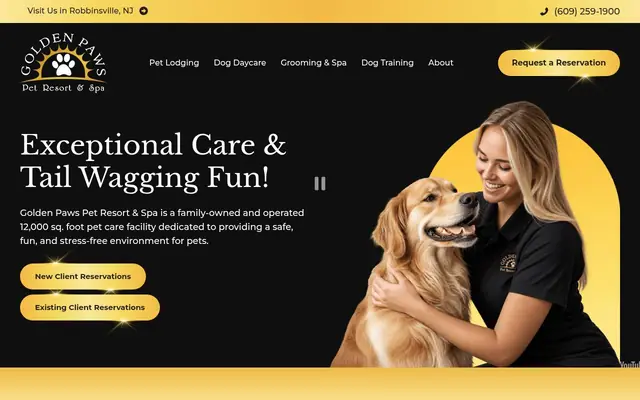 Homepage of Golden Paws Pet Resort & Spa – cat sitter in Robbinsville Twp, NJ