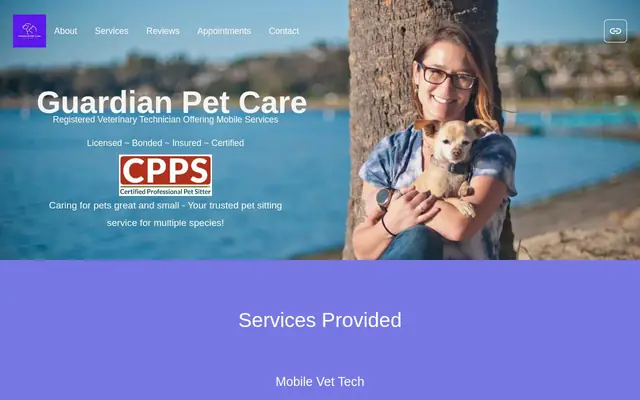 Homepage of Guardian Pet Care – cat sitter in La Jolla, CA