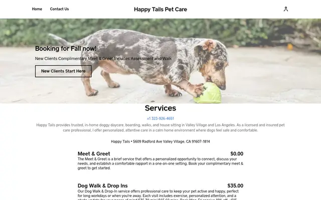 Homepage of Happy Tails Pet Care – cat sitter in Valley Village, CA