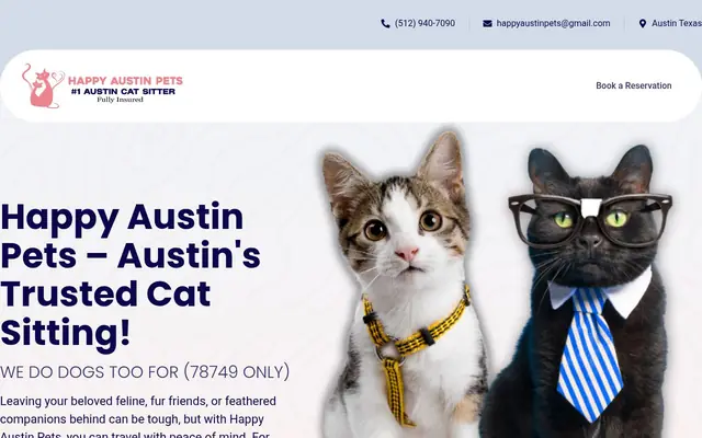 Homepage of Happy Austin Pets – cat sitter in Austin, TX