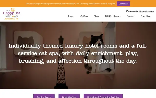 Homepage of Happy Cat Hotel & Spa Alexandria – cat sitter in Alexandria, VA