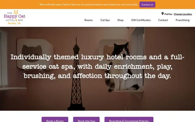 Homepage of Happy Cat Hotel & Spa Fairfax – cat sitter in Fairfax, VA
