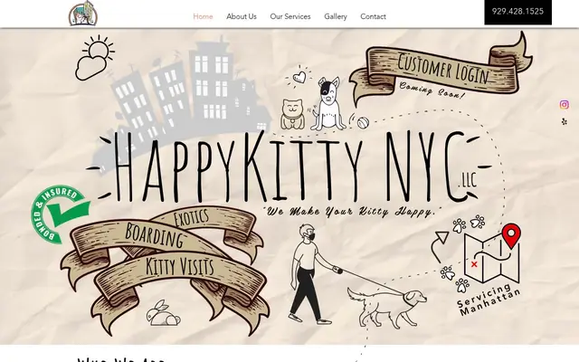 Homepage of Happy Kitty NYC LLC – cat sitter in New York, NY