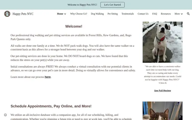 Homepage of Happy Pets NYC – cat sitter in Forest Hills, NY