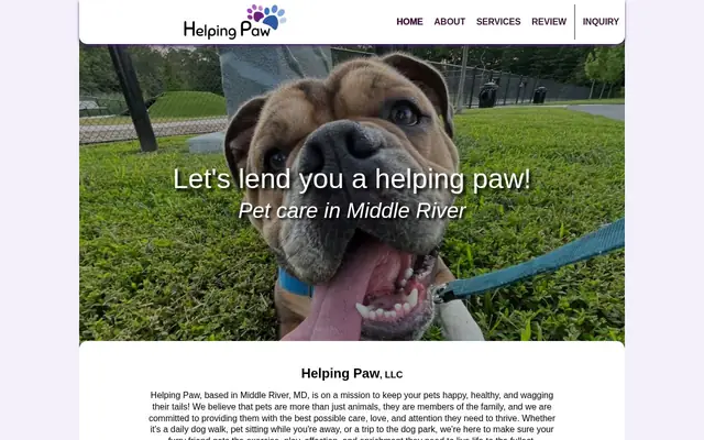 Homepage of Helping Paw, LLC – cat sitter in Joppatowne, MD