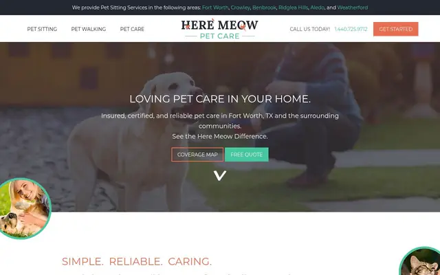 Homepage of Here Meow Pet Sitting – cat sitter in Texas