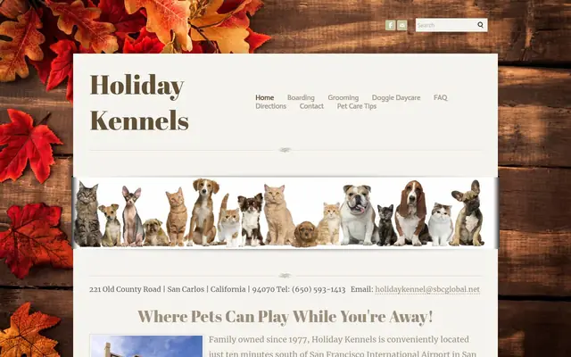 Homepage of Holiday Kennels – cat sitter in San Carlos, CA