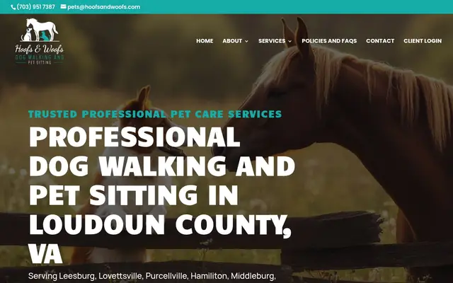 Homepage of Hoofs and Woofs Dog Walking and Pet Sitting – cat sitter in Ashburn, VA