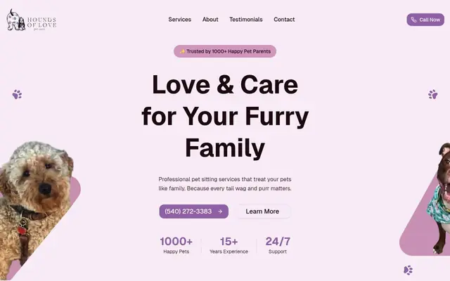 Homepage of Hounds of Love Pet Care – cat sitter in East Elmhurst, NY
