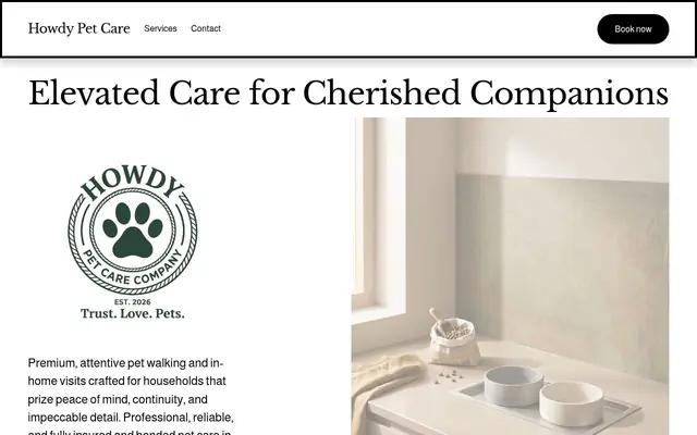 Homepage of Howdy Pet Care Company LLC – cat sitter in Hutto, TX