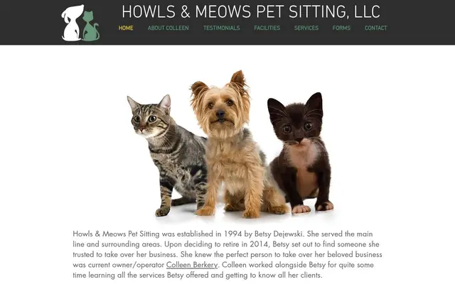 Homepage of Howls and Meows Pet Sitting LLC – cat sitter in Conshohocken, PA