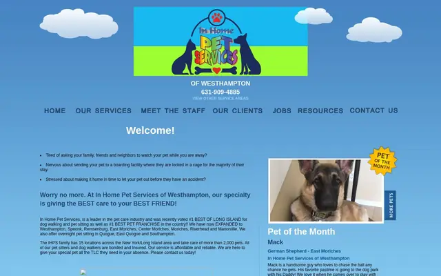 Homepage of In Home Pet Services of Westhampton – cat sitter in Center Moriches, NY