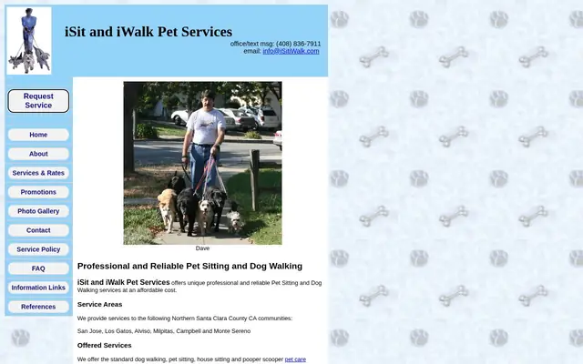 Homepage of iSit and iWalk Pet Services – cat sitter in San Jose, CA