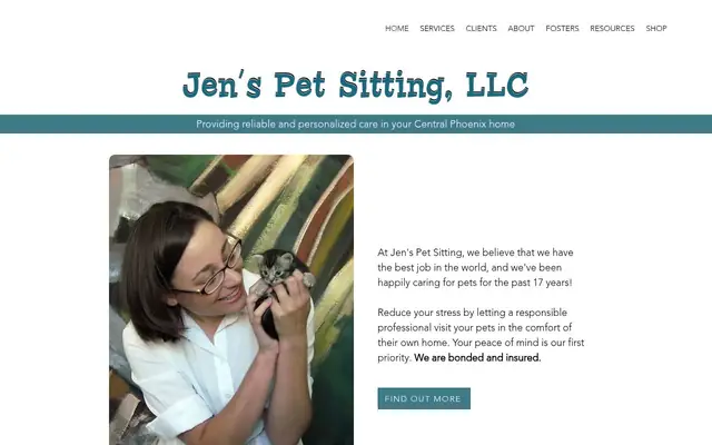 Homepage of Jen's Pet Sitting – cat sitter in Phoenix, AZ