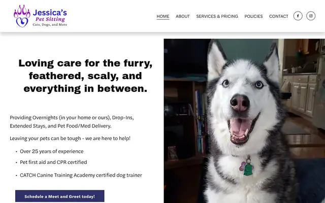 Homepage of Jessica's Pet Sitting – cat sitter in Connecticut