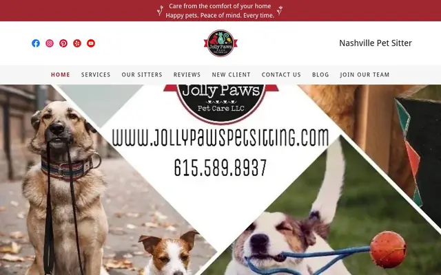 Homepage of Jolly Paws Pet Care – cat sitter in Nashville, TN
