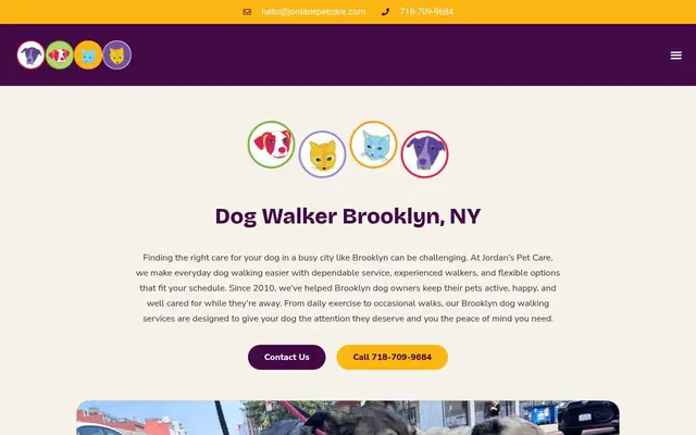 Homepage of Jordan's Pet Care - Brooklyn Dog Walking and Pet Sitting – cat sitter in Brooklyn, NY