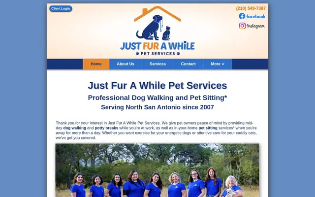 Homepage of Just Fur A While Pet Services – cat sitter in Hollywood Park, TX