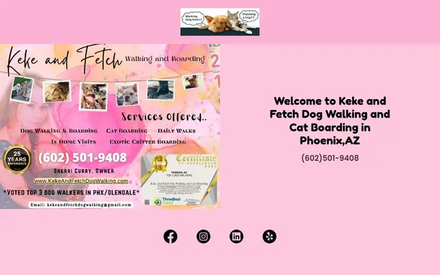 Homepage of Keke and Fetch Dog Walking and Cat Boarding – cat sitter in Phoenix, AZ