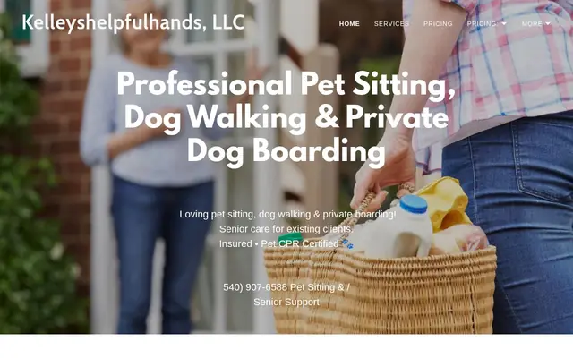 Homepage of Kelley’s Helpful Hands – Pet Sitting & Concierge Services – cat sitter in Fredericksburg, VA