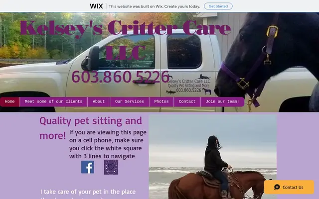 Homepage of Kelsey's Critter Care LLC – cat sitter in Brentwood, NH