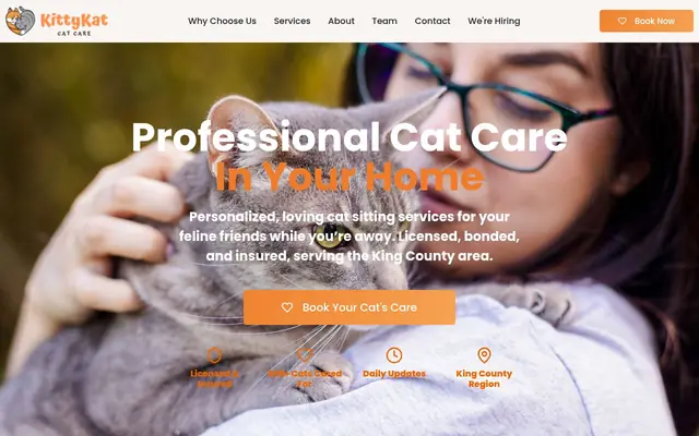 Homepage of KittyKat Cat Care LLC – cat sitter in Washington