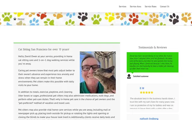 Homepage of Kitty Kat Pet Sitting Services – cat sitter in San Francisco, CA