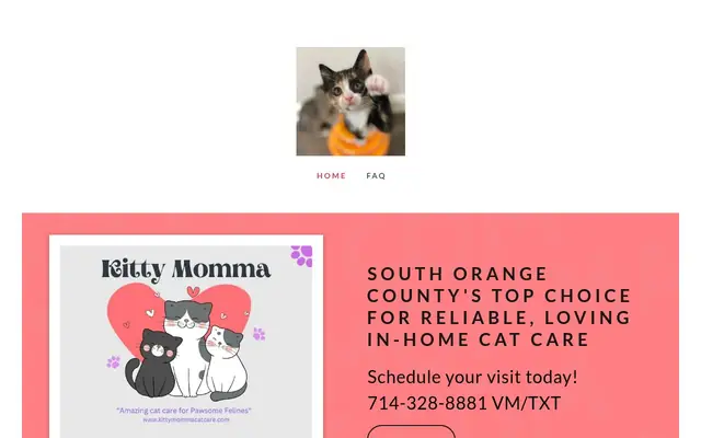 Homepage of Kitty Momma Cat Care – cat sitter in Mission Viejo, CA