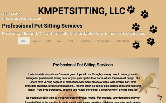 Homepage of KMPETSITTING, LLC – cat sitter in Midland, TX