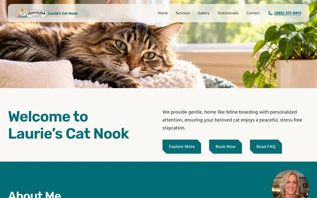 Homepage of Laurie's Cat Nook – cat sitter in Rochester, NY