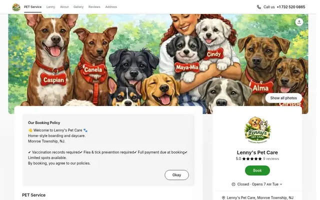Homepage of Lenny's Pet Care – cat sitter in New Jersey