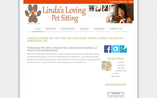 Homepage of Linda's Loving Pet & House Sitting – cat sitter in Santa Clara, CA