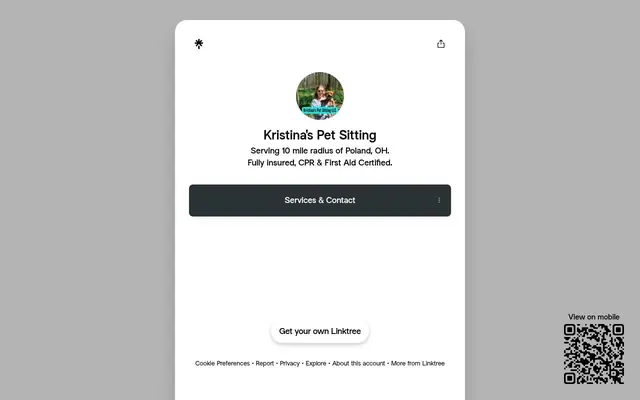 Homepage of Kristina's Pet Sitting – cat sitter in Canfield, OH
