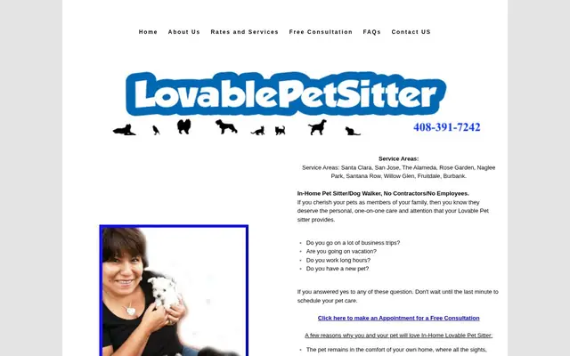 Homepage of Lovable Pet Sitter & Dog Walker – cat sitter in Santa Clara, CA