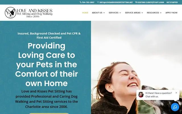 Homepage of Love and Kisses Pet Sitting – cat sitter in North Carolina