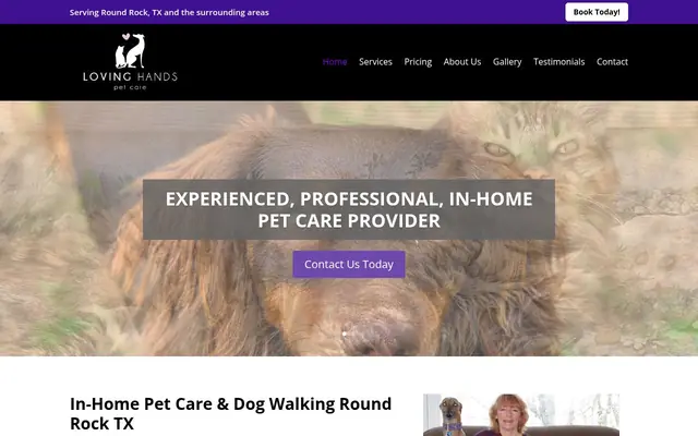 Homepage of Loving Hands Pet Care – cat sitter in Round Rock, TX
