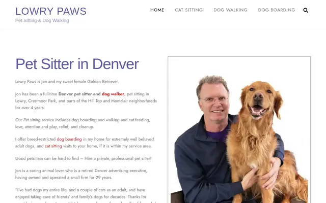 Homepage of Lowry Paws – cat sitter in Denver, CO