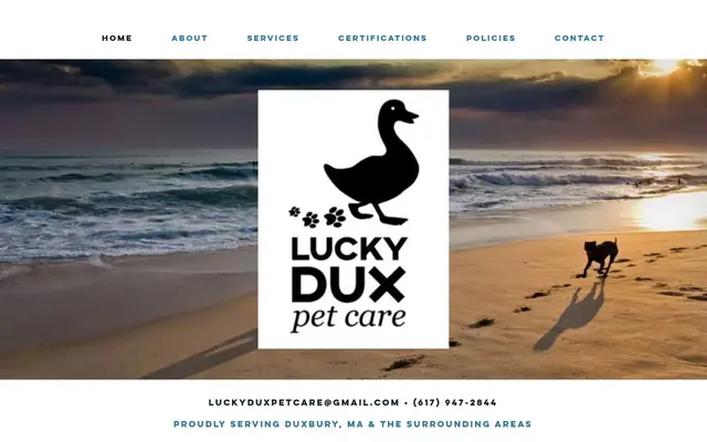 Homepage of Lucky Dux Pet Care – cat sitter in Kingston, MA