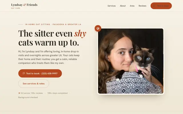 Homepage of Lyndsay & Friends Cat Sitting – cat sitter in Pasadena, CA