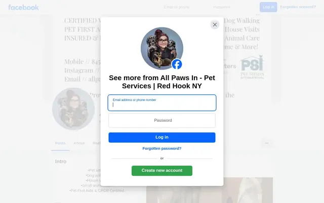 Homepage of All Paws In - Pet Services – cat sitter in Ancramdale, NY