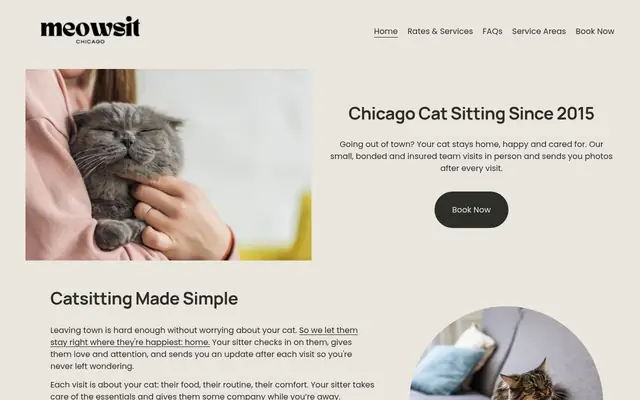 Homepage of MeowSit Cat Sitters – cat sitter in Illinois