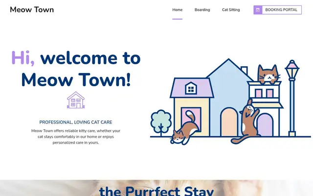 Homepage of Meow Town – cat sitter in Austin, TX