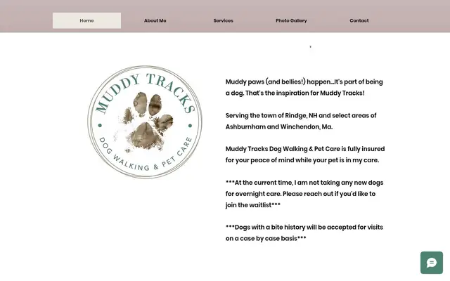 Homepage of Muddy Tracks Dog Walking And Pet Care – cat sitter in Winchendon, MA