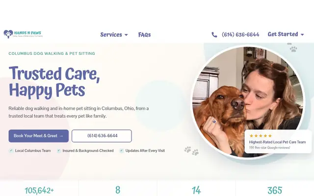Homepage of Hands N Paws – cat sitter in Ohio