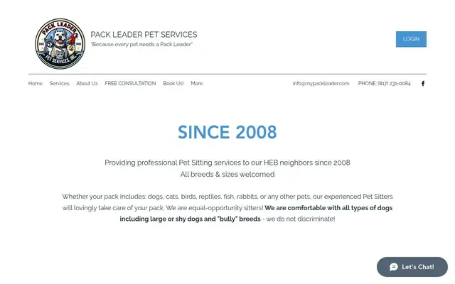 Homepage of Pack Leader Pet Services – cat sitter in Euless, TX