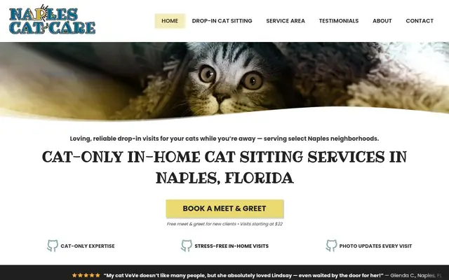 Homepage of Naples Cat Care – cat sitter in Florida